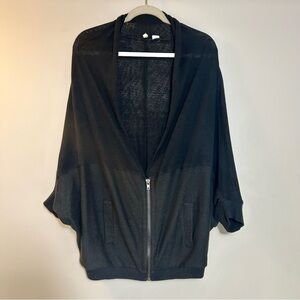 MOTH | Anthropologie Black Zip Up Cardigan Size Medium Batwing Sleeves